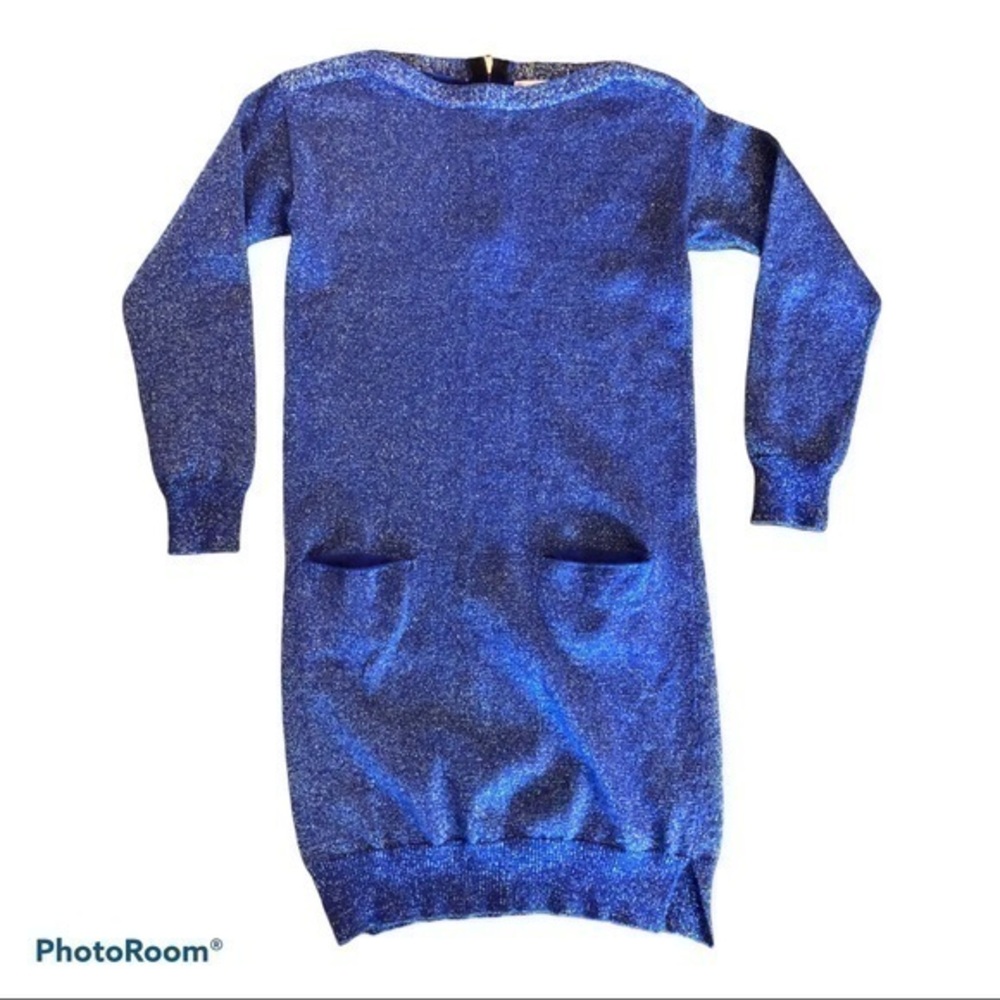 Crewcuts blue metallic sweater dress 10